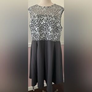 Elegant Black and Silver Lace Dress